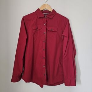 Red cotton button down shirt (size XL/P)